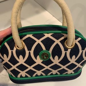 Spartina Mini Bag, EUC, linen and leather trim